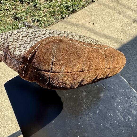 Vintage Coach Signature Mini C Bag Canvas Suede Shoulder Bag Purse Brown F10944 - Picture 5 of 16